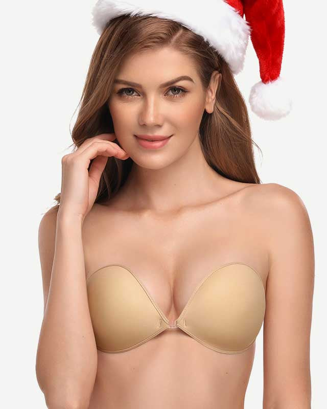 Adhesive Strapless Push Up Sticky Pasty Bra, Nude
