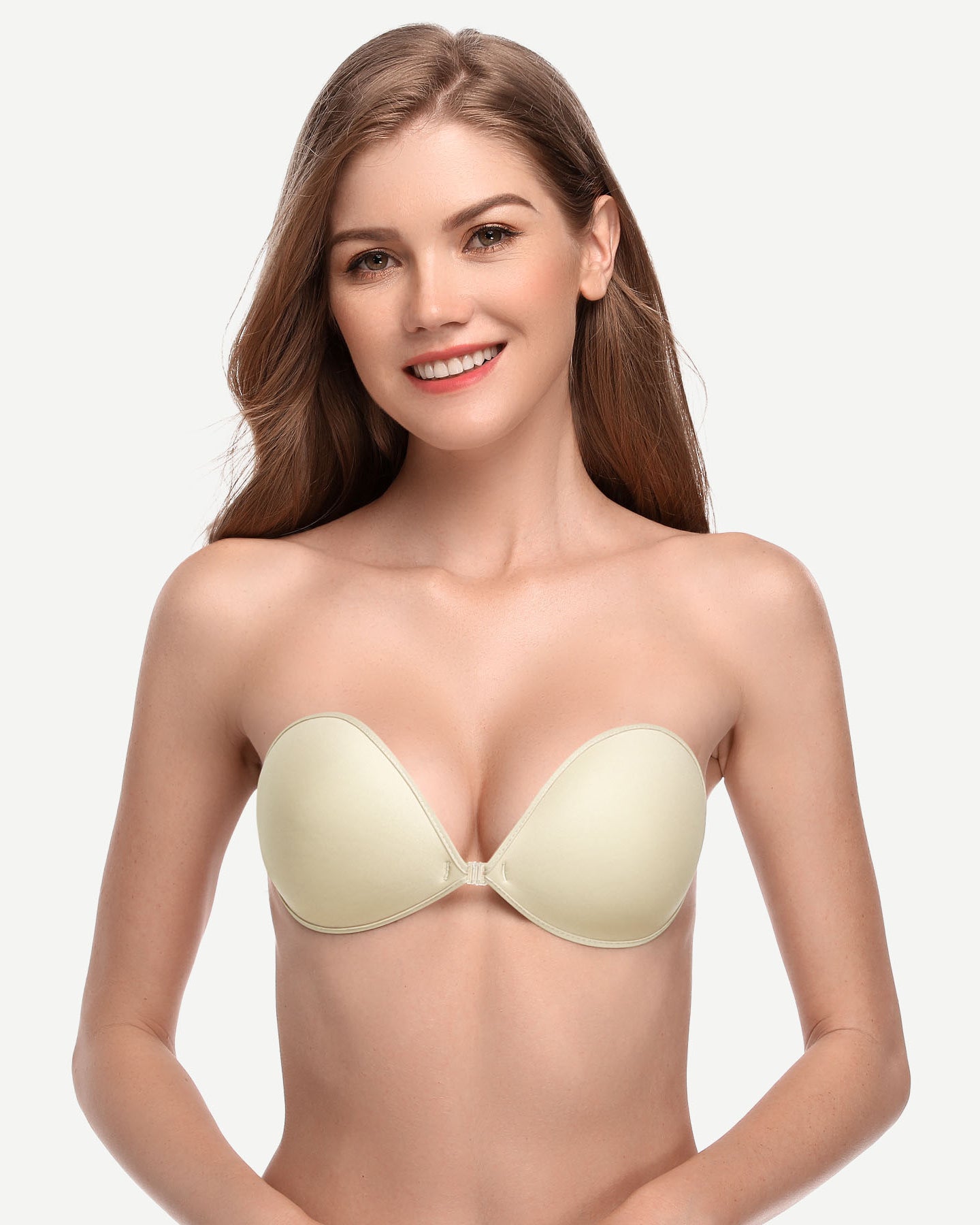 Adhesive Push-up Reusable Self Silicone Bra Beige Wingslove
