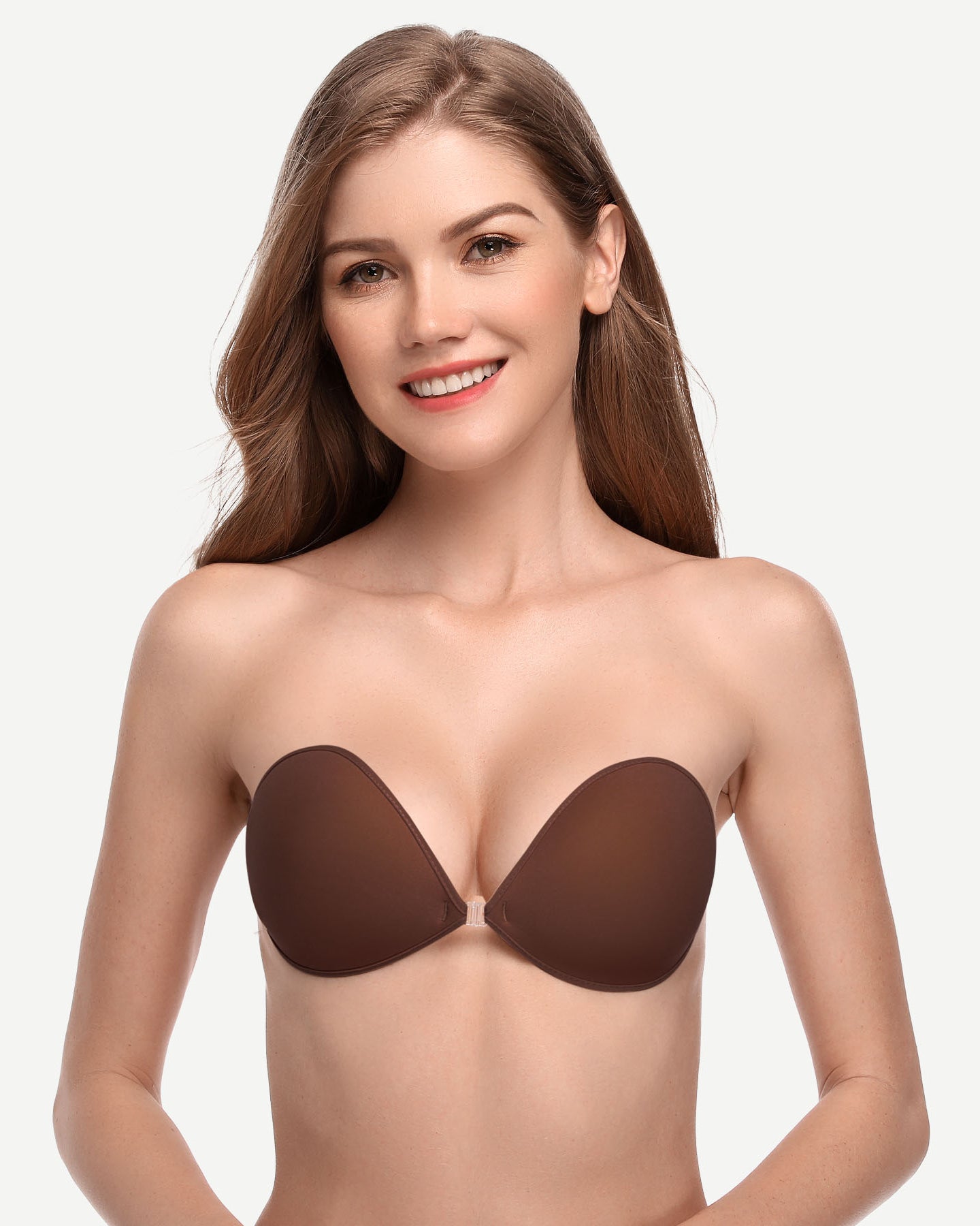Adhesive Push-up Reusable Self Silicone Bra Coffee Brown WingsLOve