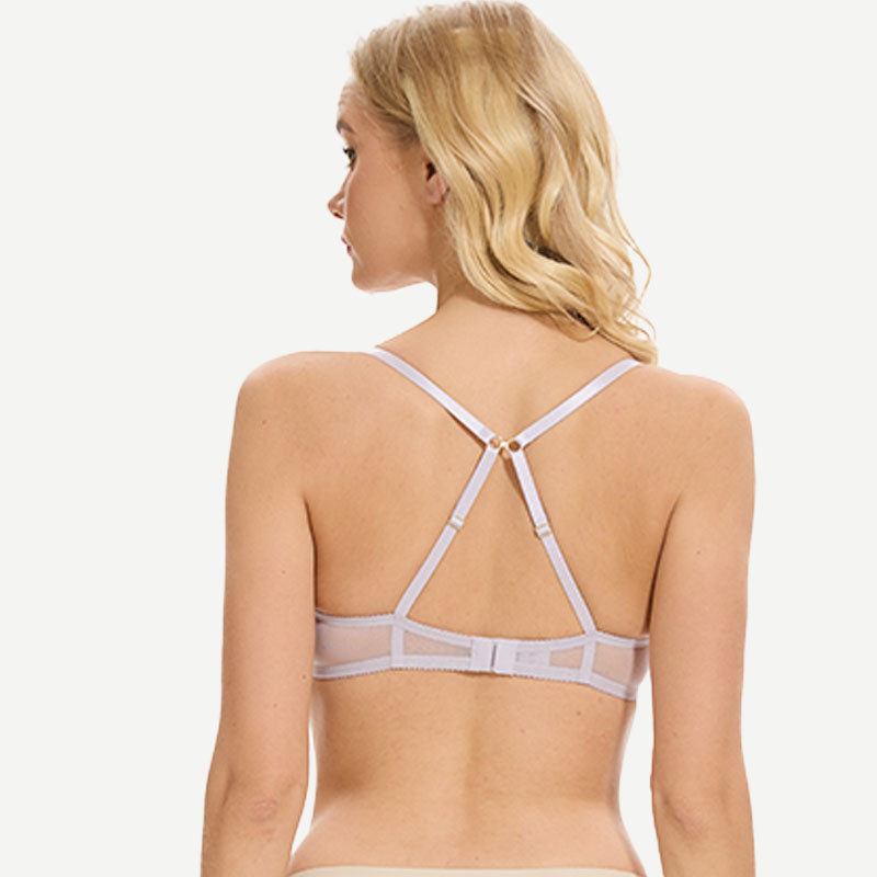 Breathable Unlined Sheer Bra with Underwire Support, Bark Wingslove