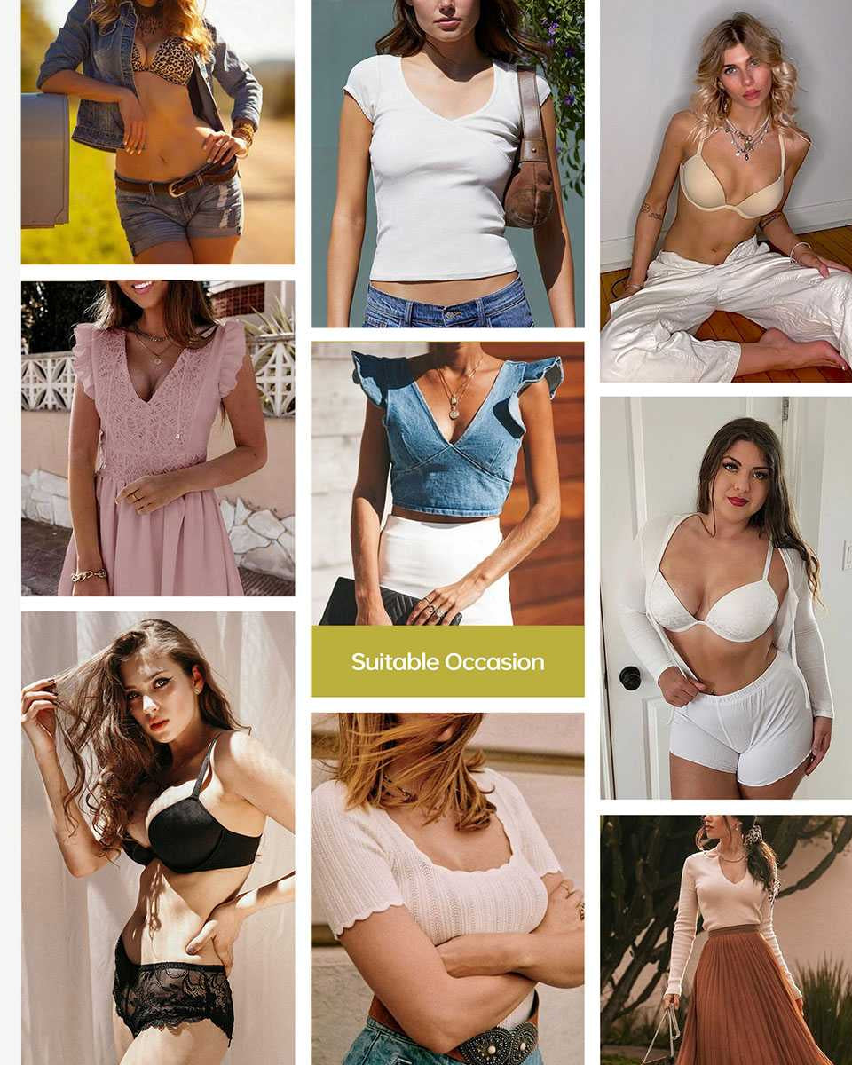 Deep V Padded Push Up Bra with Underwire, Black Wingslove