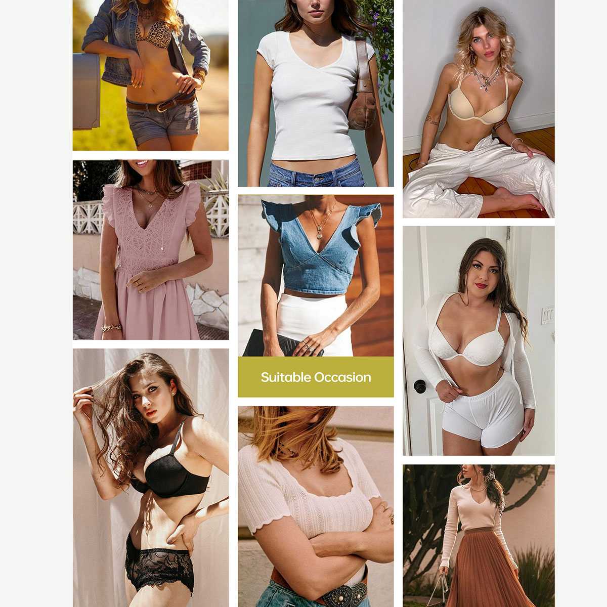 Deep V Padded Push Up Bra with Underwire, Black Wingslove