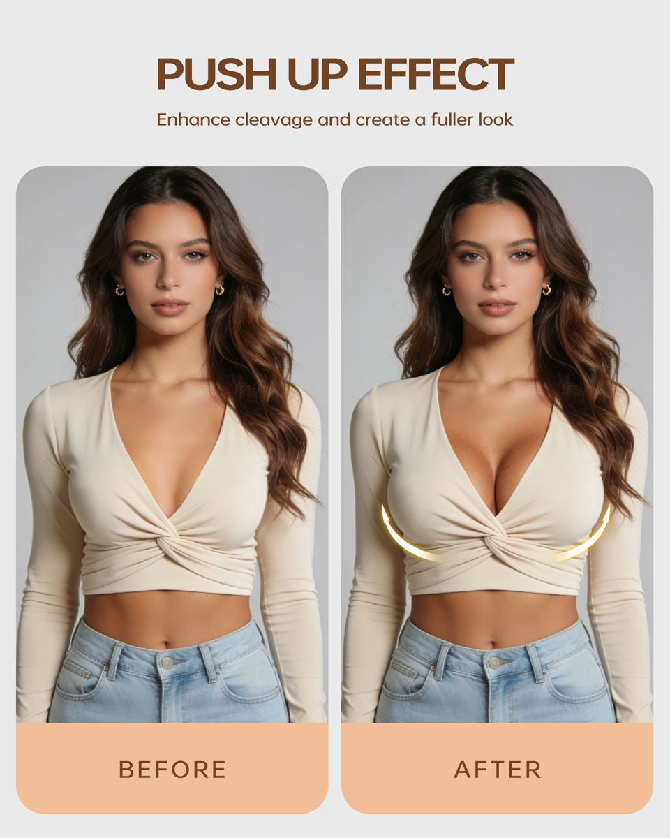 Deep V Padded Push Up Bra with Underwire, Black Wingslove