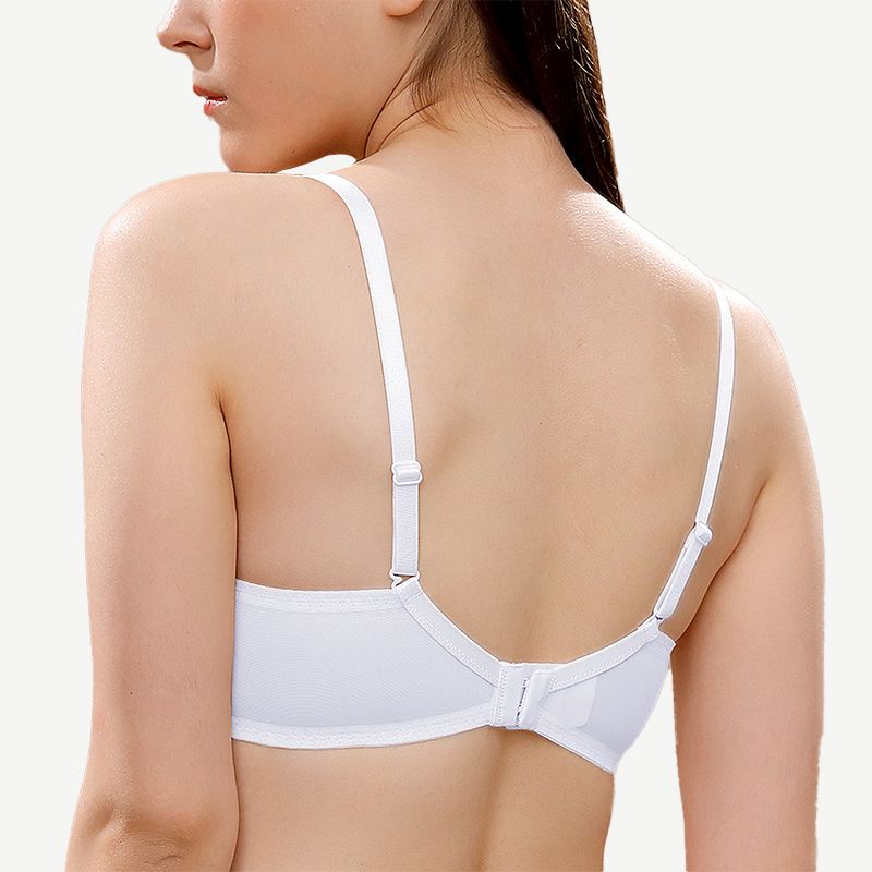 Floral Lace Unlined Plunge Bra with Underwire, White Wingslove