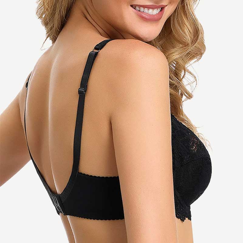 Full Coverage Lace Bra Underwire Bralette, Black Wingslove