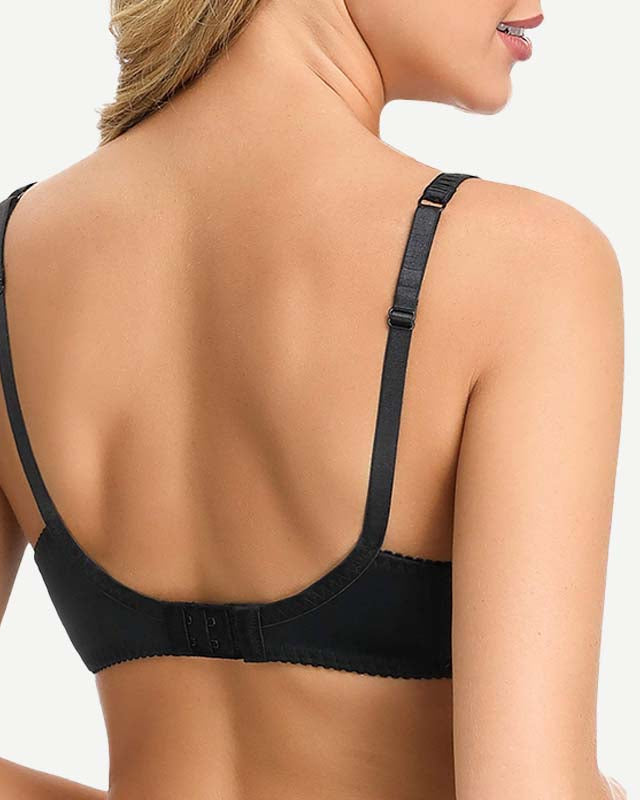 Full Coverage Lace Bra Underwire Bralette, Black Wingslove