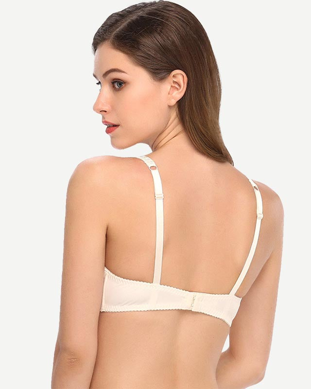 Full Coverage Lace Bra Underwire Bralette, Nude Wingslove