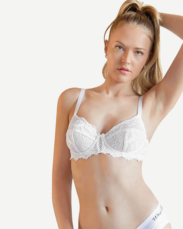 Wingslove Full Coverage Lace Bra Underwire Bralette,White