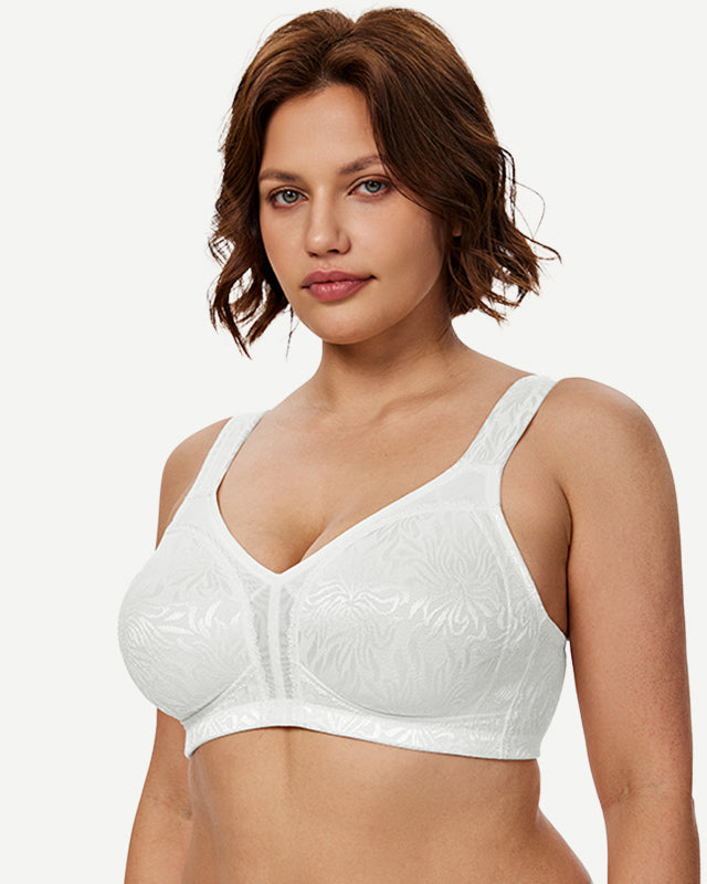 Full Coverage Large Bust Non-Padded Minimizer Bra White - WingsLove