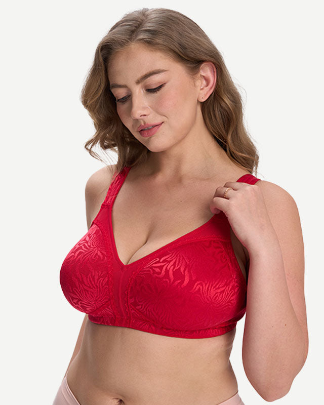 Full Coverage Minimizer Bra Wire-free, Lava Red wingslove