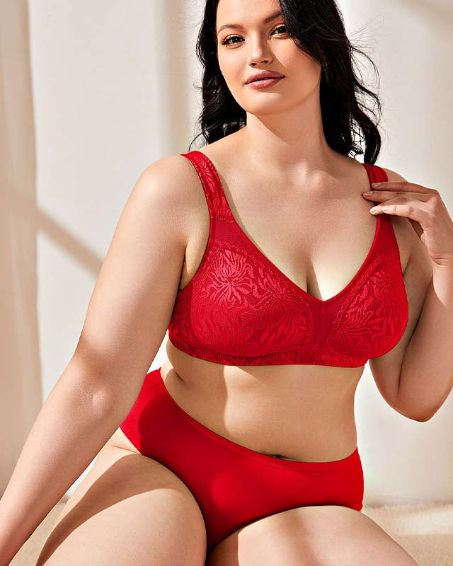 Full Coverage Minimizer Bra Wire-free, Lava Red wingslove