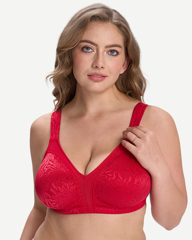 Full Coverage Minimizer Bra Wire-free, Lava Red wingslove