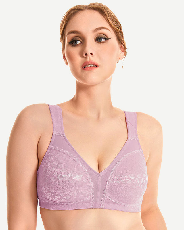 Full Coverage Minimizer Bra Wirefree Non Padded Light Purple - WingsLove