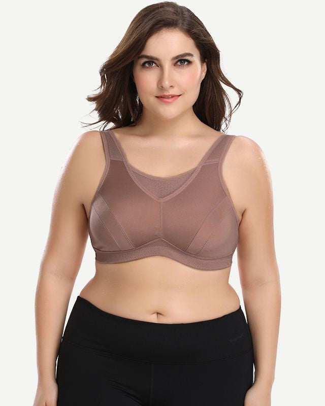 Full Coverage Solid Absorb Breathable Wirefree Sports Bra Amber