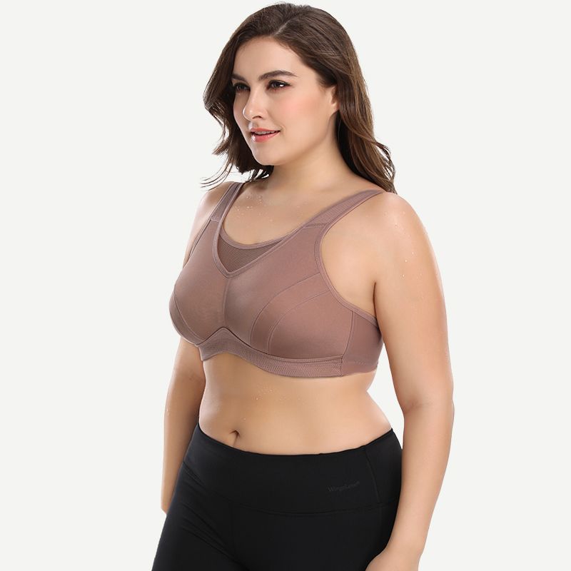 Full Coverage Solid Absorb Breathable Wirefree Sports Bra Amber