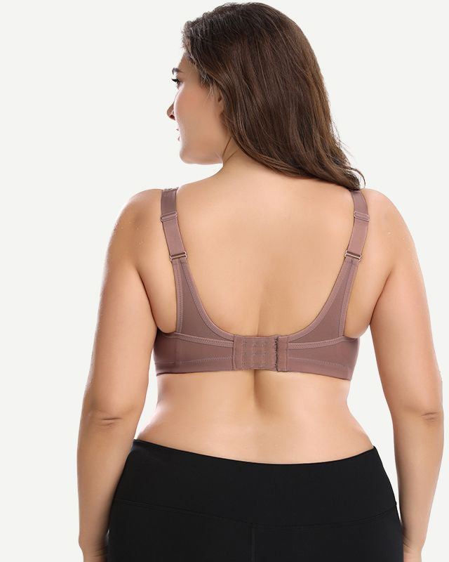 Full Coverage Solid Absorb Breathable Wirefree Sports Bra Amber