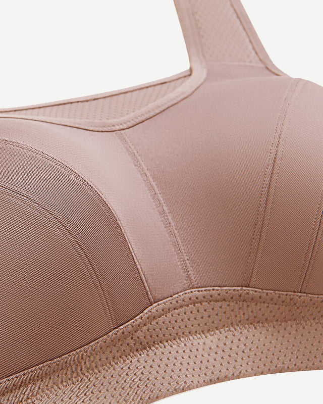 Full Coverage Solid Absorb Breathable Wirefree Sports Bra Amber wingslove