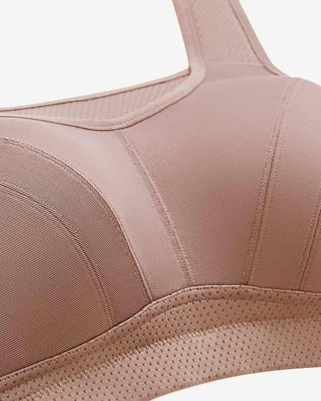 Full Coverage Solid Absorb Breathable Wirefree Sports Bra Amber