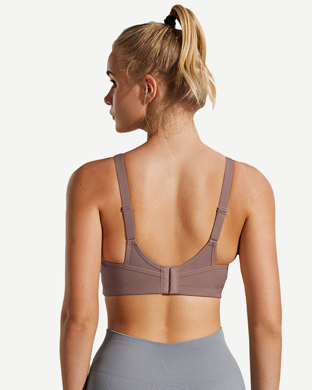 Full Coverage Solid Absorb Breathable Wirefree Sports Bra Amber wingslove