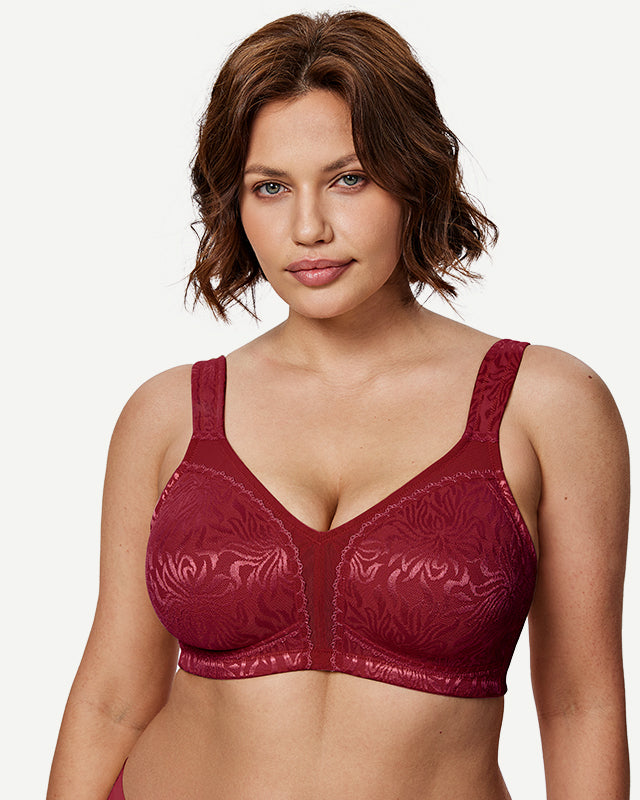 Minimizer Bra Non Padded Wire-free Wine Red - WingsLove