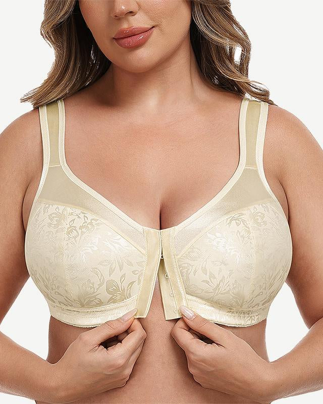 Plus Size Front Closure Hook Wireless Nude Minimizer Bra