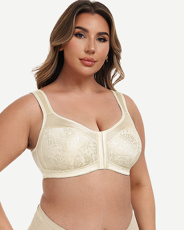Plus Size Front Closure Hook Wireless Nude  full coverage Minimizer Bra Wingslove