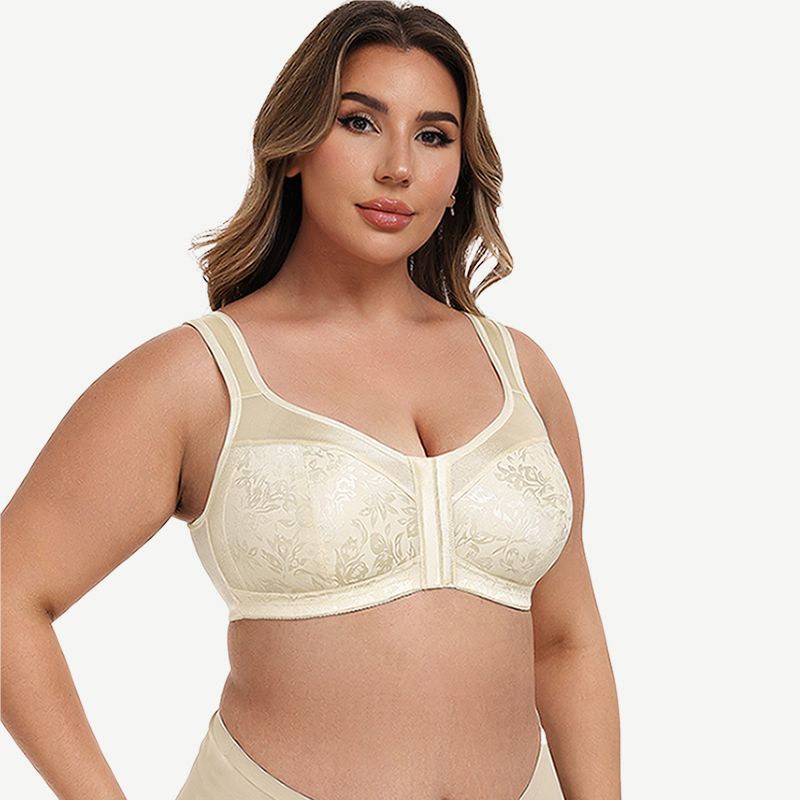 Plus Size Front Closure Hook Wireless Nude Minimizer Bra