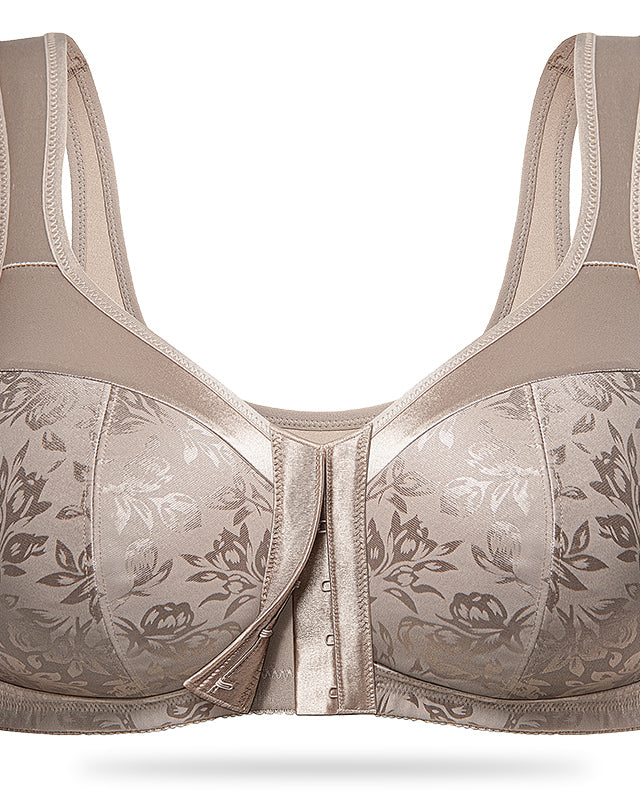 Plus Size Front Closure  Hook Wireless Toffee Minimizer Bra For Senior Wingslove