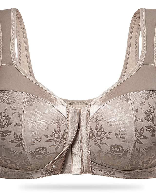 Plus Size Front Closure Hook Wireless Toffee Minimizer Bra