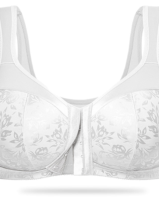 Plus Size Front Closure  Hook Wireless White Minimizer Bra For Senior Wingslove