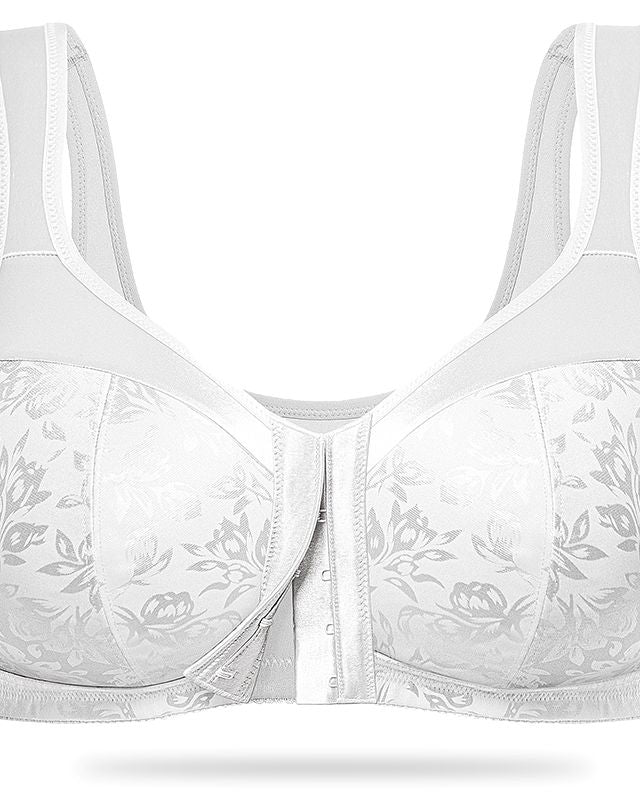 Plus Size Front Closure Hook Wireless White Minimizer Bra