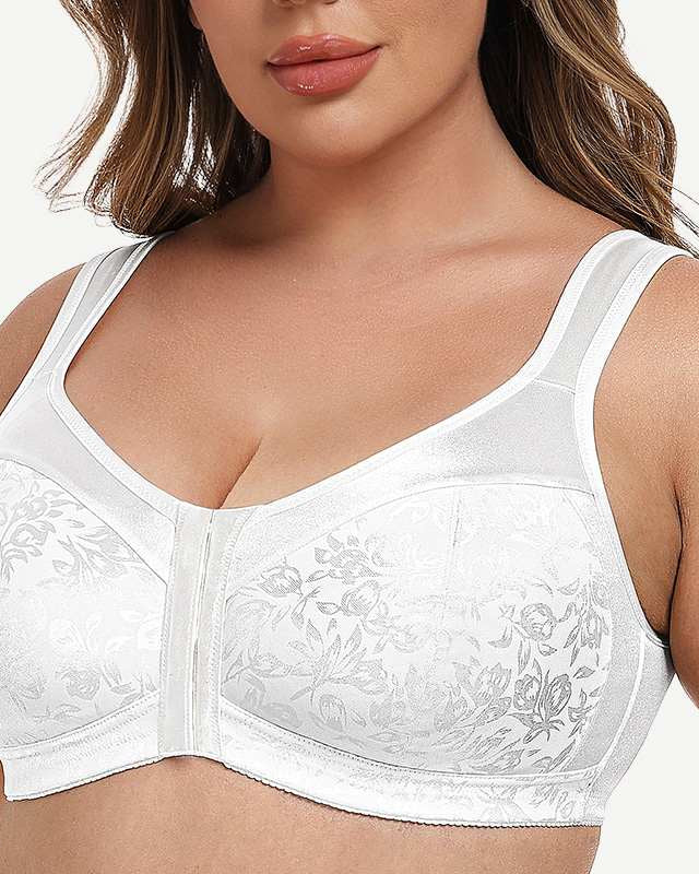 Plus Size Front Closure Hook Wireless White Minimizer Bra