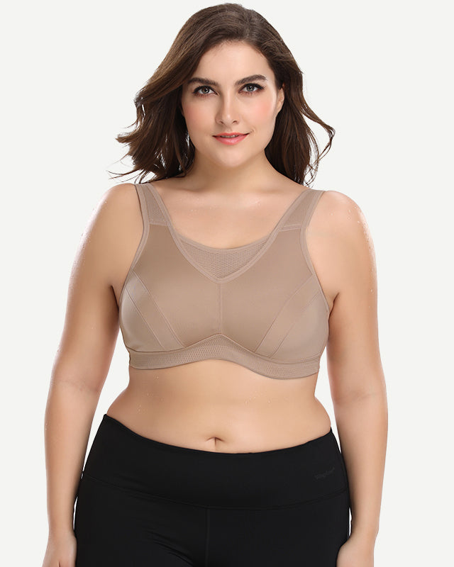 Plus Size Non Padded Yoga Sports Bra Dark Nude Wingslove
