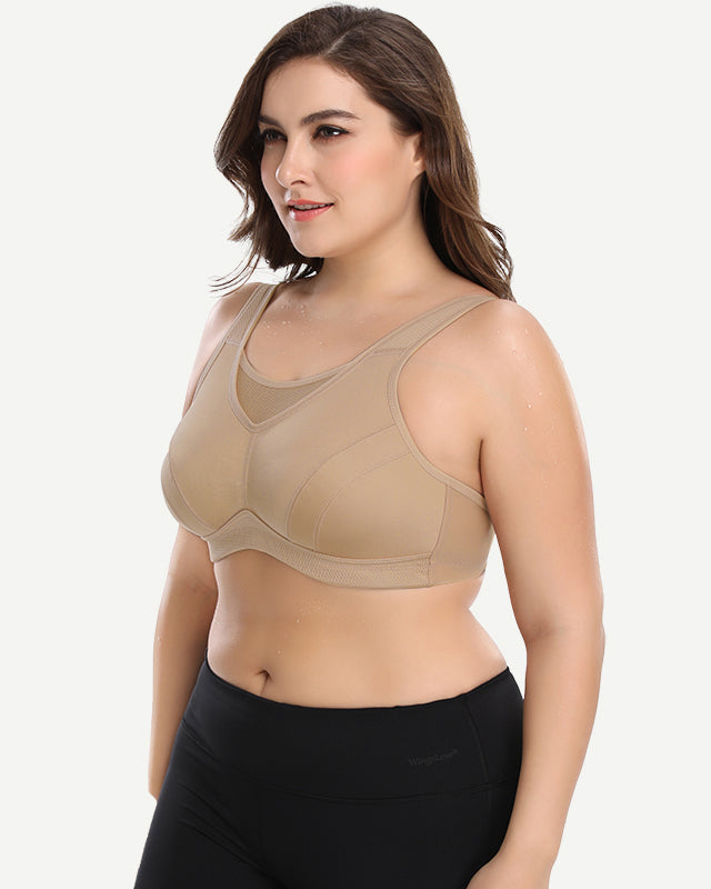 Plus Size Non Padded Yoga Sports Bra Dark Nude Wingslove