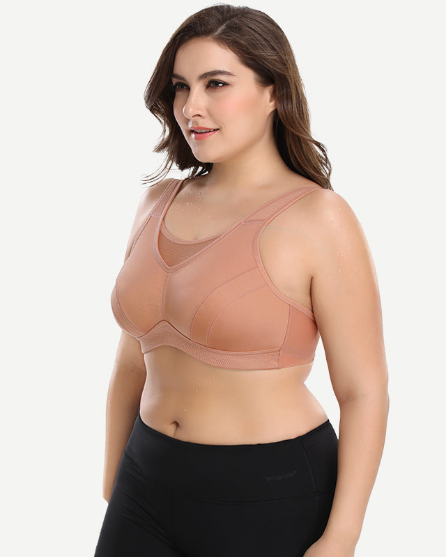 Plus Size Non Padded Yoga Sports Bra Orange Wingslove