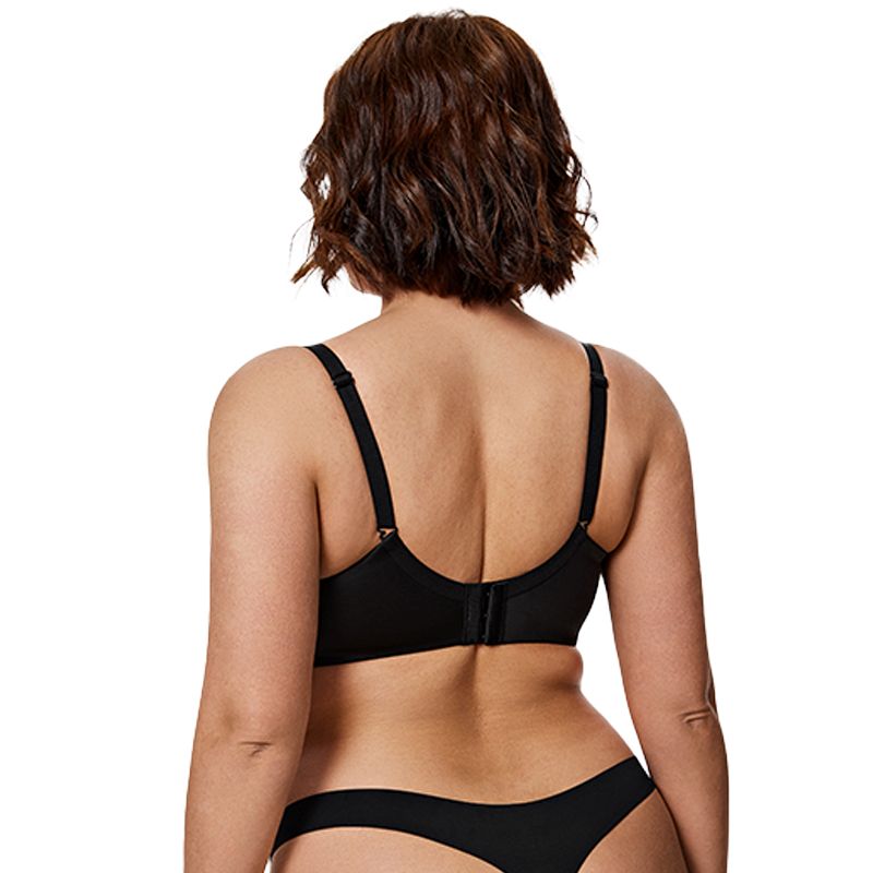 Seamless Plus Size Plunge Push-Up Bra Underwire, Black Wingslove