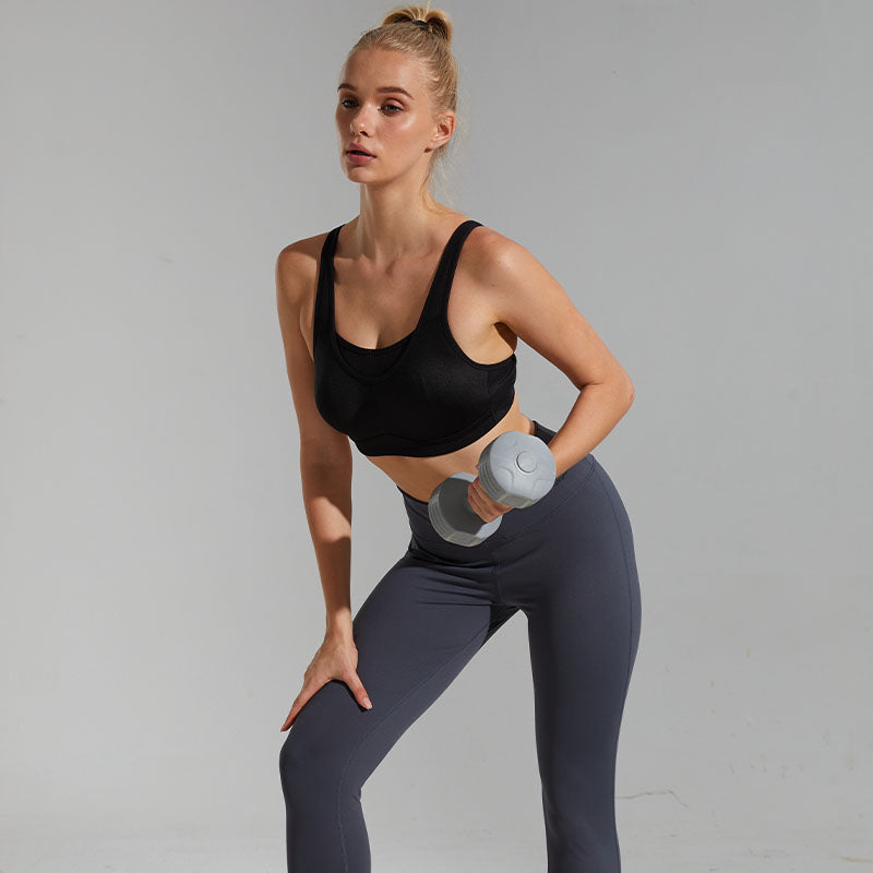 Seamless Sports Bra Wireless Comfort, Black Wingslove