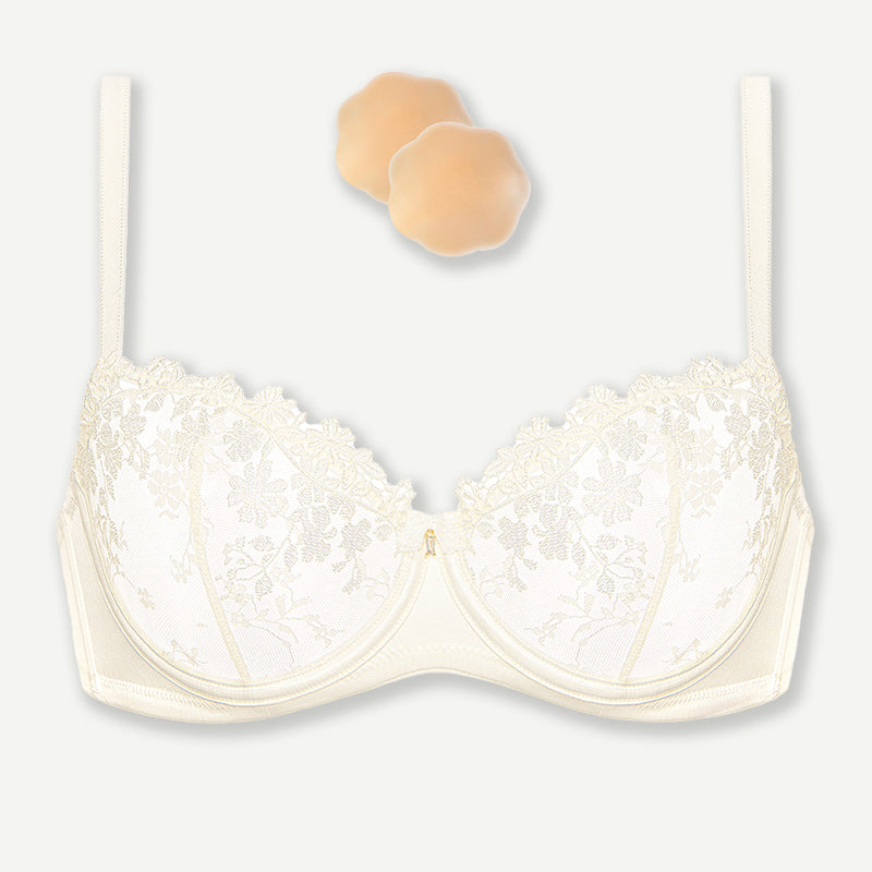 See Through Underwire Demi Sheer Bralette Bra Ivory White Wingslove