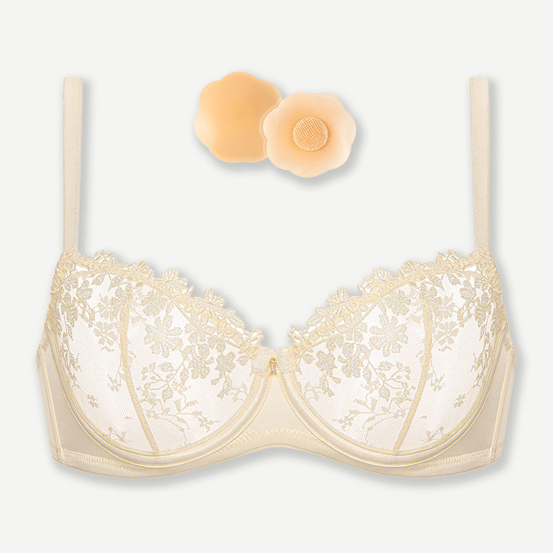 See Through Underwire Demi Sheer Bralette Bra Light Nude Wingslove