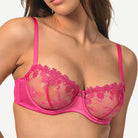 See Through Underwire Demi Sheer Bralette Bra Rose Red Wingslove