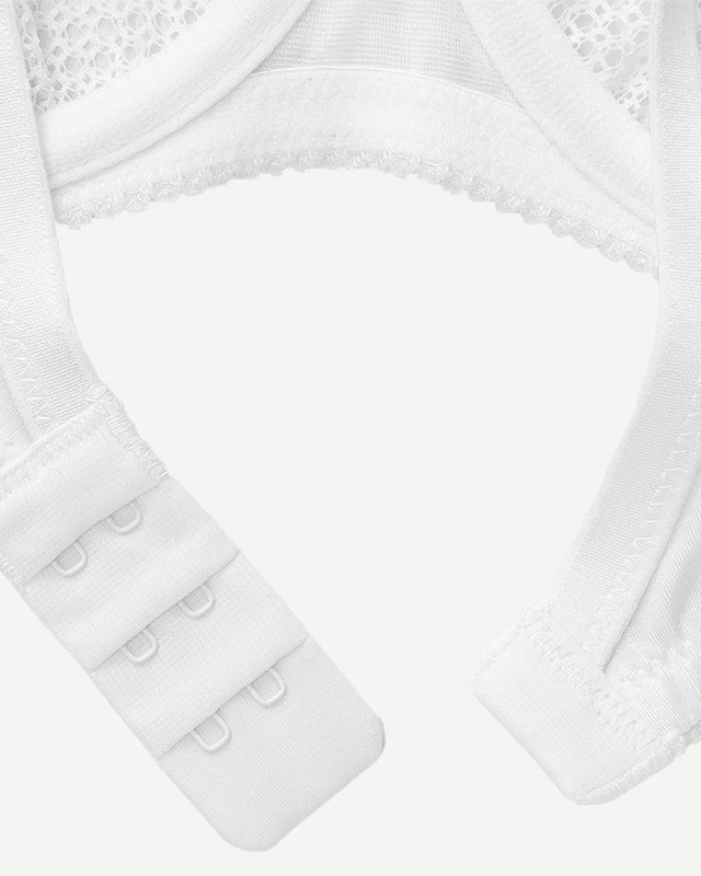 Unlined See Through 1/2 Cup Mesh Demi Shelf Underwired Bra White Wingslove