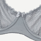 Unlined See Through 1/2 Cup Mesh Demi Shelf Underwired Bra Grey Wingslove
