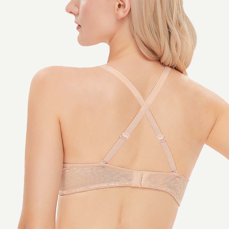 Wingslove Deep V Padded Push Up Bra with Underwire, Champagne