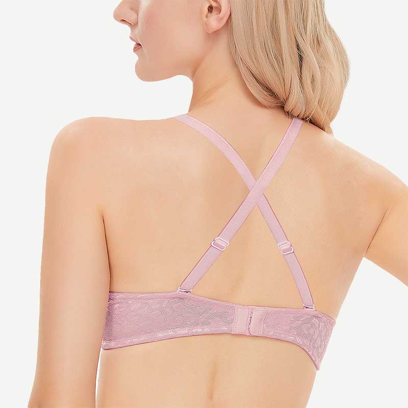 Wingslove Deep V Padded Push Up Bra with Underwire, Light Purple
