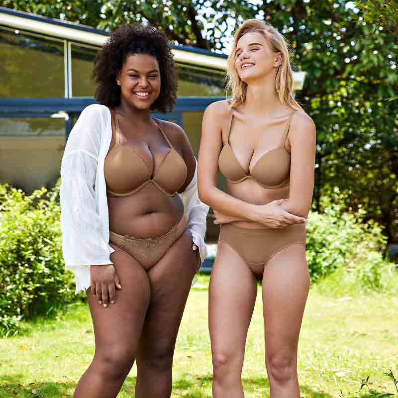 Wingslove Deep V Padded Push Up Bra with Underwire, Milk Coffee