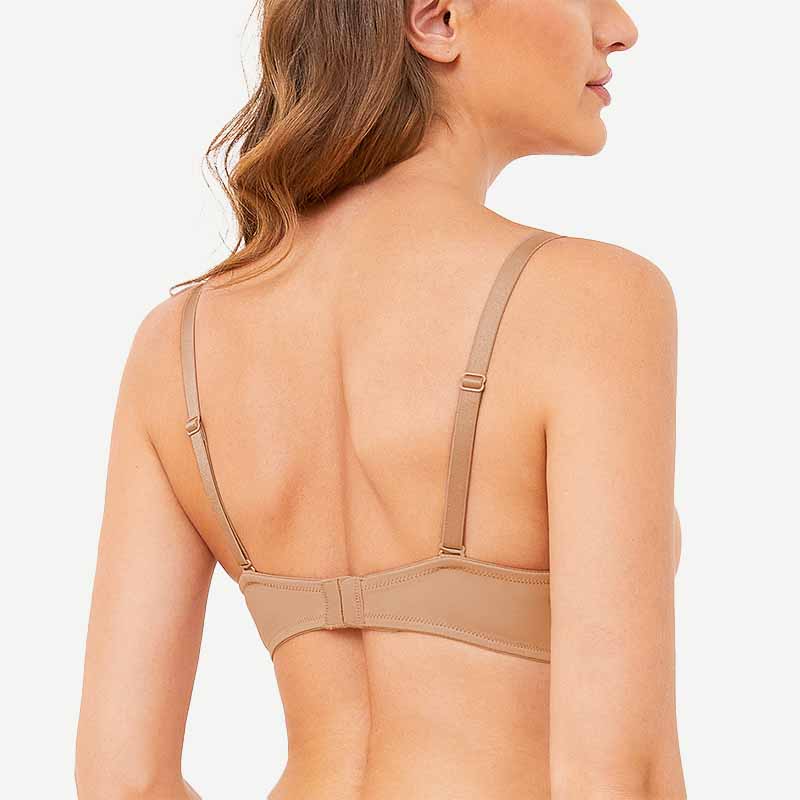 Wingslove Deep V Padded Push Up Bra with Underwire, Milk Coffee