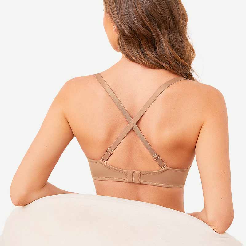 Wingslove Deep V Padded Push Up Bra with Underwire, Milk Coffee