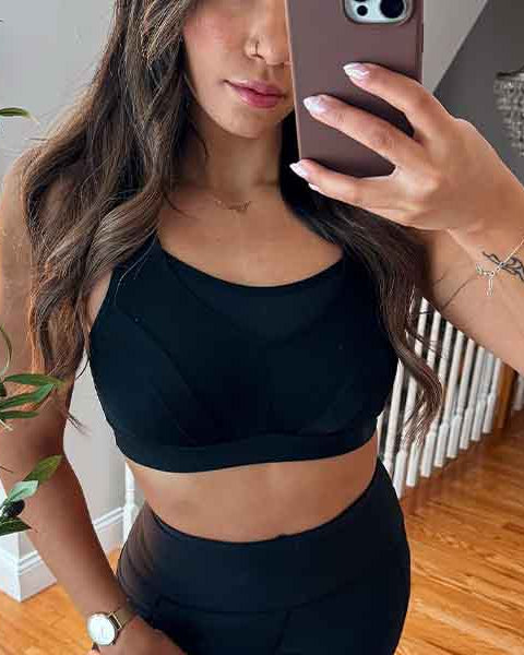 Wireless Plus Size Sports Non-Padded Bra Bounce Control, Black Wingslove