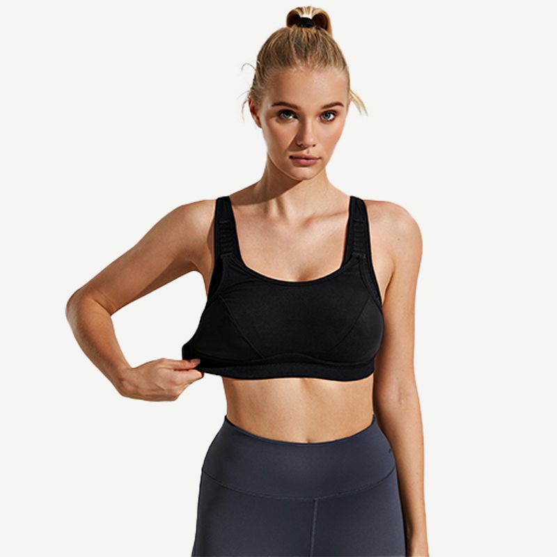 Wireless Sports Bra with Criss Cross Back, Black Wingslove