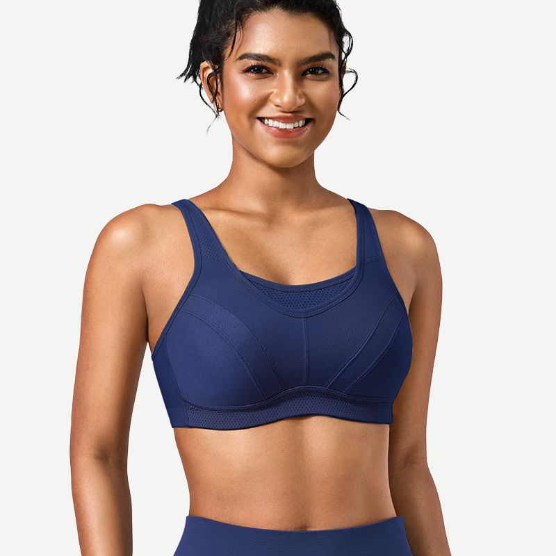Wireless Sports Non-Padded Bra Bounce Control, Navy Wingslove